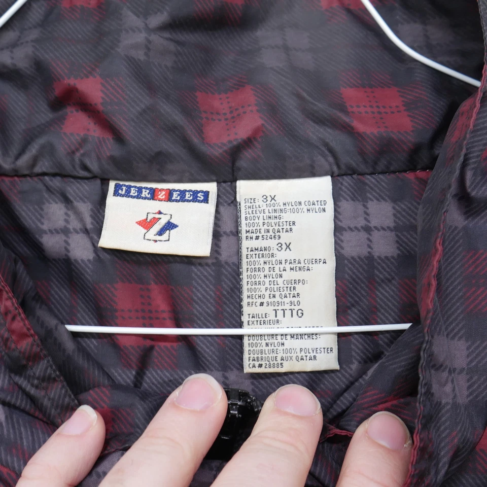 Винтажная мужская куртка Jerzees 3X в клетку на молнии легкая ветровка 90-е - Изображение 4 из 4