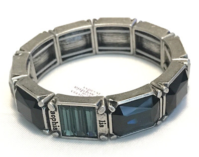 Lia Sophia ''Versailles'' Chambord Blue/Matte Silver Stretch Bracelet