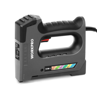 WORKPRO 6 in 1 Staple Gun Corded Electric Stapler Tacker 110V Brad Nailer Staple