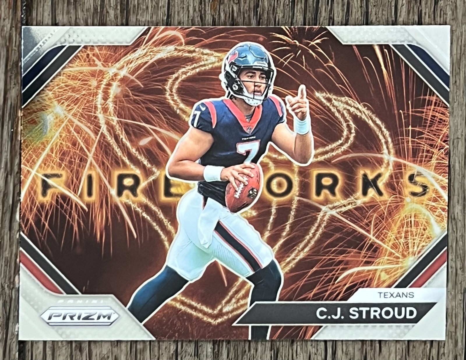 2023 Panini Prizm C.J. Stroud #F-10 (SILVER PRIZM FIREWORKS) (ROOKIE CARD)