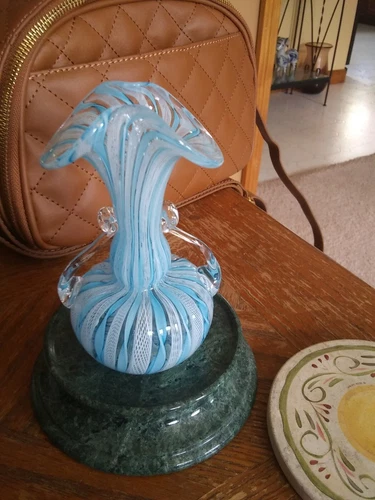 murano latticino ribbon glass Small Vase Collectable