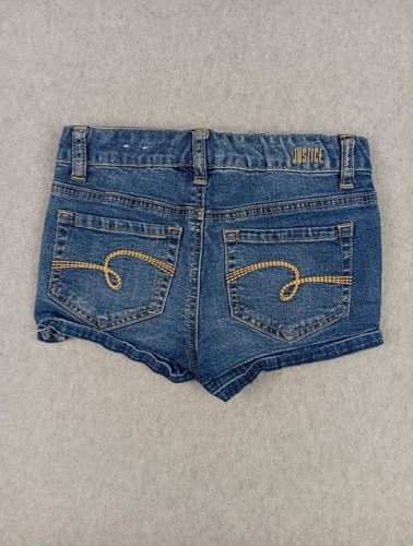 Justice Little Girls Jean Stretch Shorts Size 8 Stars July 4th USA America EUC - Picture 4 of 5