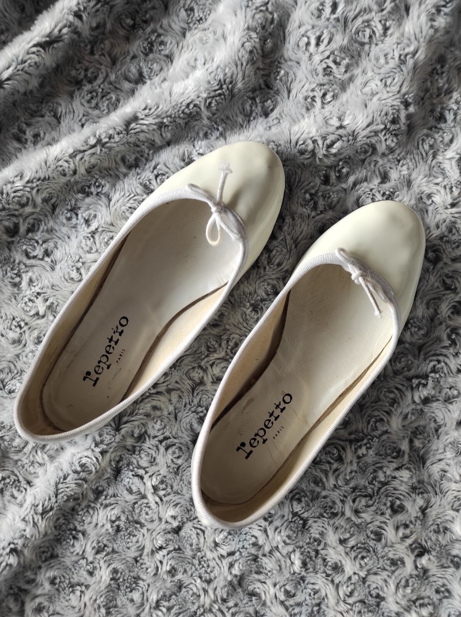 REPETTO BALLERINES Modèle Cendrillon Cuir Vernis Blanc Cassé P36 1/2
