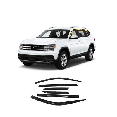 In-Channel Rain Guards / Window Deflectors For VW Atlas Cross Sport MK1-CA1 (2017-2025) - 4pc Set, Black