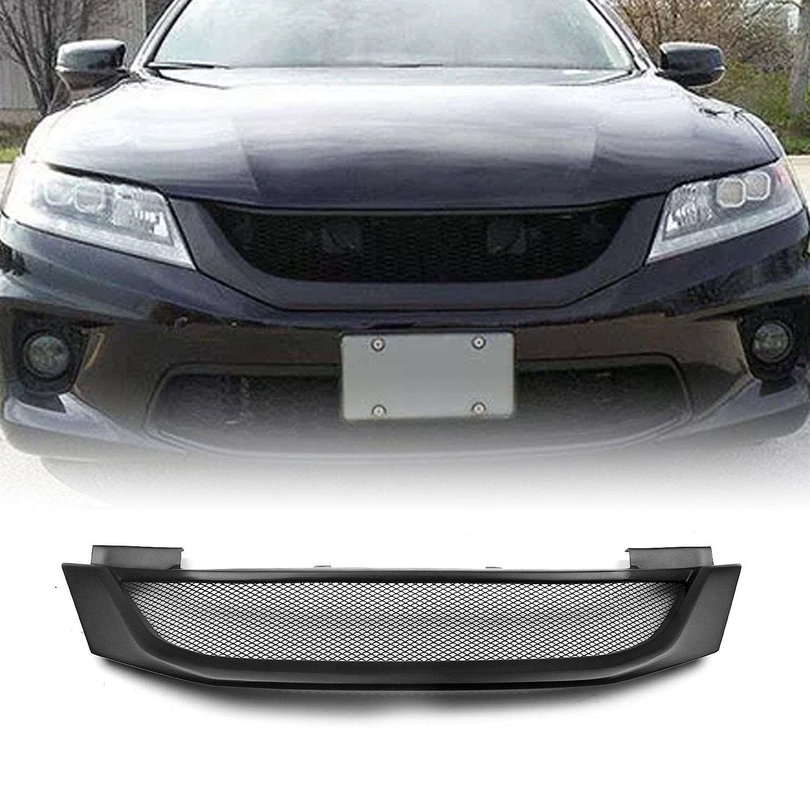 Front Bumper Grille Grill For Honda Accord 2013-2015 2014 2-Door Matte Black 1PC