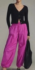 DAILY PRACTICE ANTHROPOLOGIE Bright Pink Base Jump Parachute Pants Sz Xs