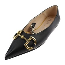 Gucci Pumps Horsebit Leather Black Gold Women's Size EU34.5/US4.5