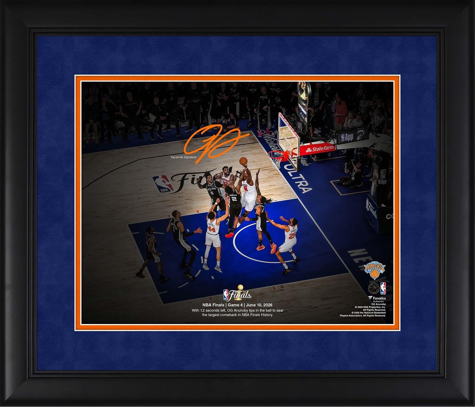 OG Anunoby Knicks Framed 2026 NBA Finals Game 4 Tip In 11x14 Photo - Facsimile