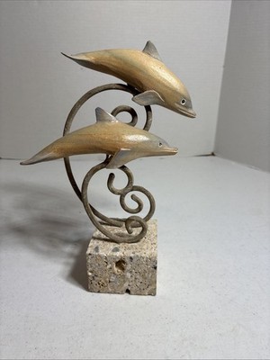 Gallery Dolphin Duo Sculpture on Granite Base