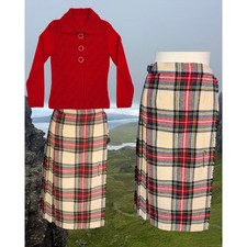 Vintage 80s Dalgliesh 100% Wool Tartan Accordion Pleated Kilt Size 12