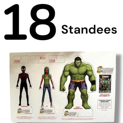 18 Marvel Champions Cardboard Standees 2016 Hulk Vision Miles Morales UNPUNCHED