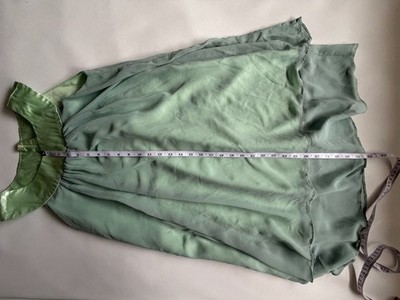 Vertigo Paris Sage Green Sleeveless Satin Pleated Blouse 14 Top office