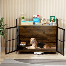 Large Dog Crate Furniture for Large Dogs Dog Kennel with 360  Rotating Feeder