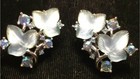 Crown Trifari AB Rhinestone Molded Glass Leaf Alfred Philippe Clip on Earrings — photo 1