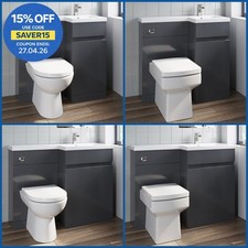Grey Bathroom Vanity Unit Sink Basin Toilet Combined Furniture Left/Right Hand
