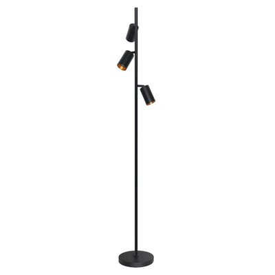 Moderne schwarze Stehlampe mit 3 verstellbaren Spotlights, GU10-Fassung