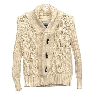 One90One Toddler 2T Cream Cable Knit Shawl Collar Cardigan Toggle Sweater
