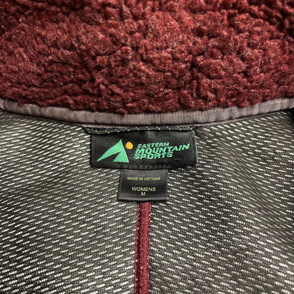 Eastern Mountain Sports Women's Plush Maroon Red Sherpa Zip-Up Jacket Size M - Image 3 of 3