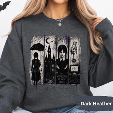 Dark Gothic Sweatshirt, Spooky Girl Crewneck, Gothic Horror Sweatshirt