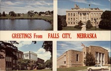 Nebraska Falls City Greetings from multiview Stanton Lake Park ~ postcard sku543