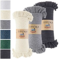 500g Makramee-Garn Snura Unifarben XL H&auml;kelgarn Macrame Flechtgarn Kn&uuml;pfgarn