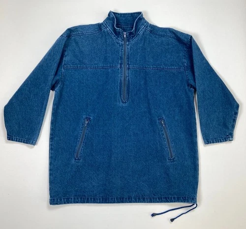 Lee Valley Ireland Vintage Men's Denim Smock Blue Fisherman Painter Chore Jacket - product listing photo