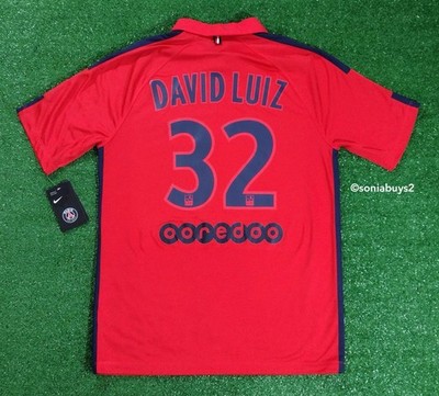 Nike Men's DAVID LUIZ Paris St.Germain Away Soccer Jersey, 655334-698, Red, M