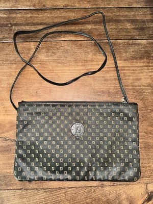 Vintage FF Fendi Envelope Flat  Clutch Handbag Purse Crossbody Italy