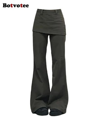 Fake Two-Piece Plus size Wide Leg Jeans for Women 2025 New Y2k Fashion 
