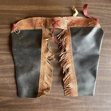 Amazing Vintage Chap-Parel Black And Brown Chinks Size ? SEE PICS Gerald Roberts