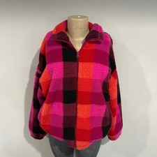 jacket size medium women sherpa fleece long sleeved teddy pockets