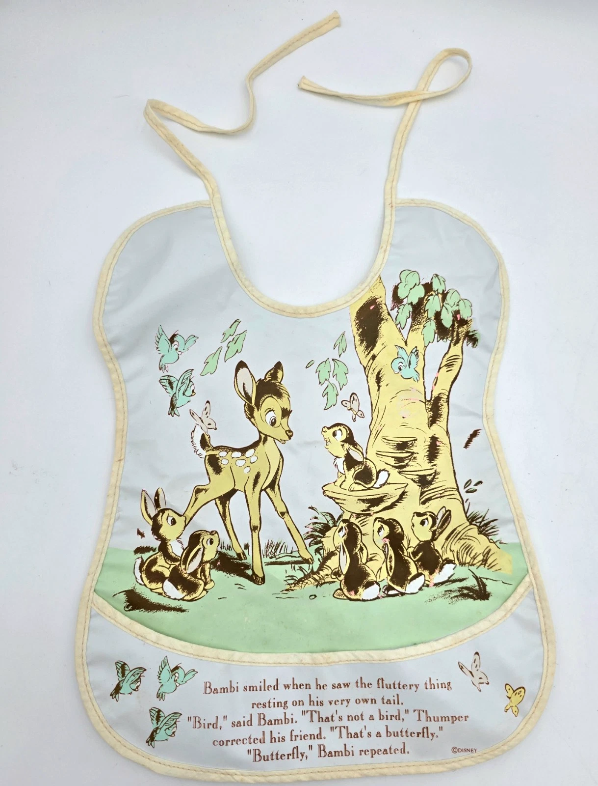 Disney Bambi Vinyl Baby Bib Quote Thumper Butterfly Nursery VTG
Opens in a new window or tab