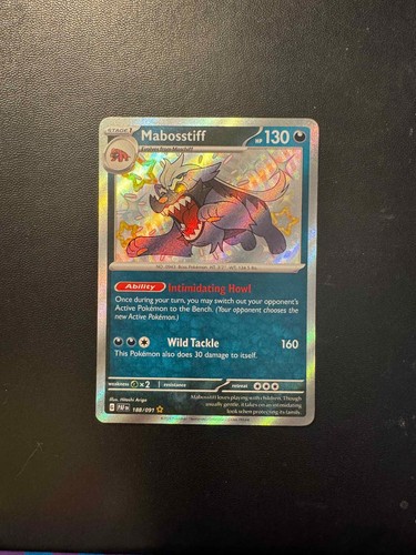Mabosstiff 188/091 Shiny Rare Paldean Fates Pokemon Holo Near Mint