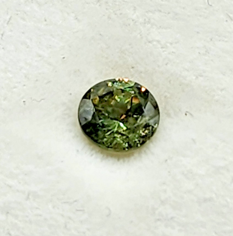 Natural Demantoid Garnet 1.62 round, standard brilliant cut Appraised