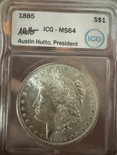 1885 P Morgan Silver Dollar ICG MS64 *Austin Hutto Signed*