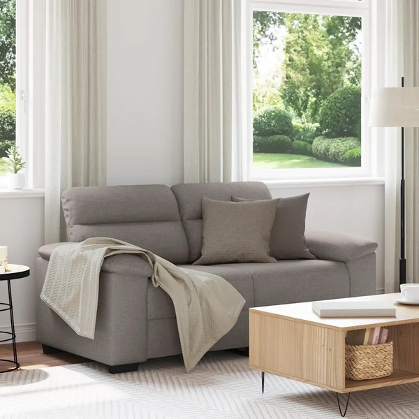 2-Sitzer Sofa Taupe Stoff 160X81X84 Cm Couch-image