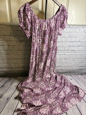 Loft Maxi Dress Fuchsia/White Size Medium Missing Belt