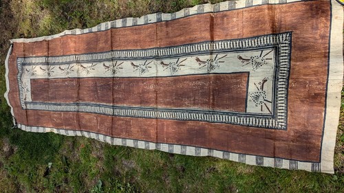 Tiki Polynesia Mid Century Hawaiian Vintage Tapa cloth 104”x35”