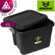 Buffalo Heavy Duty 42L Storage Box with Clip on Lid For Van, Warehouse, Garage