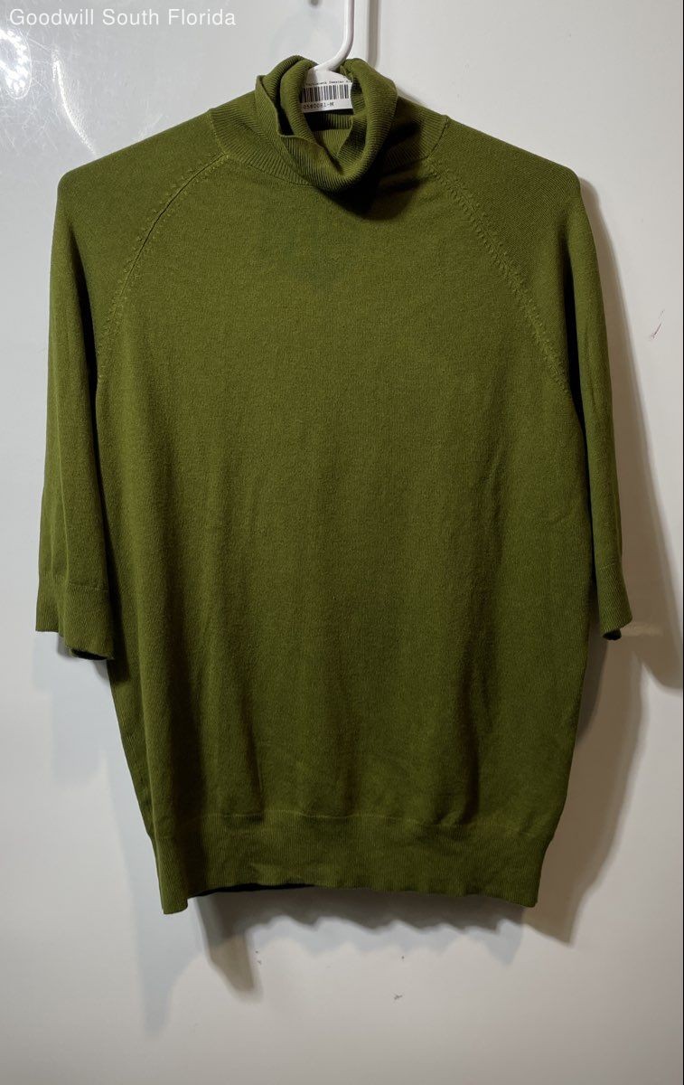 Zara Womens Green Short Sleeve Turtleneck Pullover Sweater Size XL With Tags