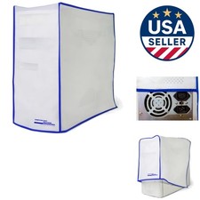 Stylish CPU Dust Cover - Antistatic Vinyl in Coconut Cream  Blue Trim, 8.2x1...