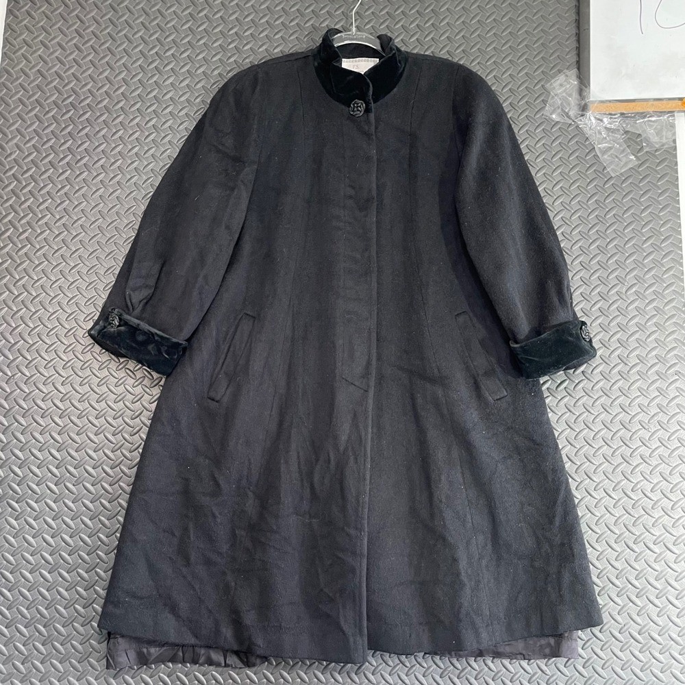 Vintage F.S. Limited Dark Gray Long Pea Coat Wool Blend Women's XL Casual Wear