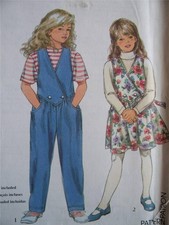 SIMPLICITY 8575 GIRLS V NECK SHAPED WAIST JUMPER  JUMPSUIT PATTERN SZ 2-6X