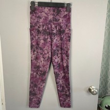 Athleta Womens XS Salutation Stash Pocket II 7/8 Tight Tie Dye Purple