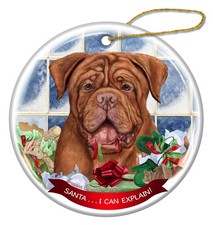Dogue de Bordeaux Dog Porcelain Ornament Pet Gift 'Santa.. I Can Explain 