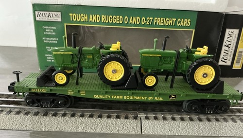 MTH RailKing30-70278 COCHE PLANO JOHN DEERE con 2 4010 John Deere TRACTORES ESCALA O Rk | Zustand: New