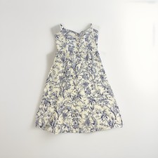 Spring Wedding Guess H&M LINEN-BLEND DRESS BLUE WHITE FLORAL MIDI LARGE 0596
