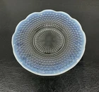 Vtg Anchor Hocking Opalescent Hobnail Moonstone White Ruffled Plate 10.5”