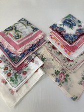 Vintage Ladies Hankies Lot Of 10 - SHADES OF PINK TONES