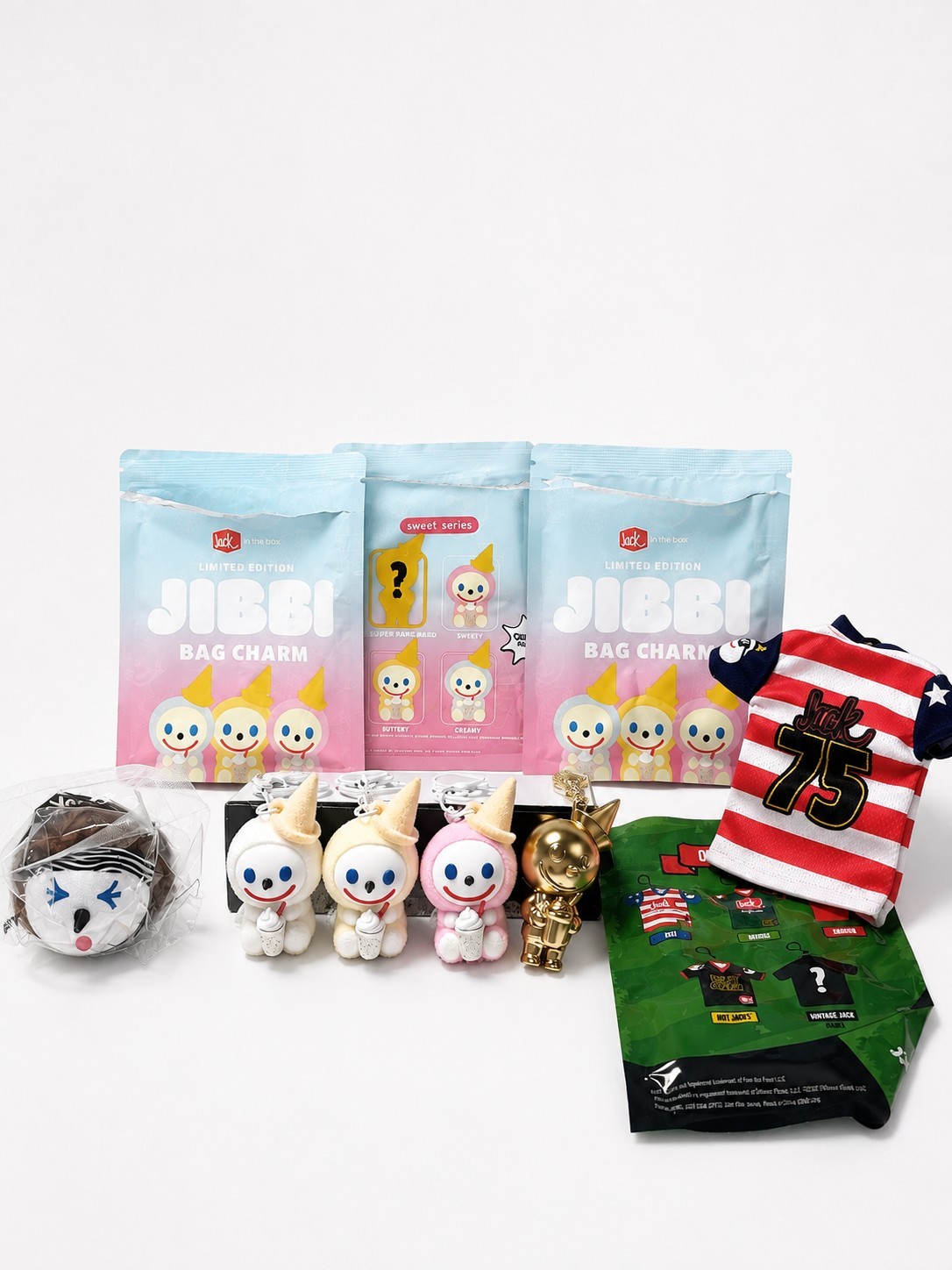 Jack in The Box JIBBI Bag Charm Sweet Series set of 4 + Free Antenna Ball/Jersey